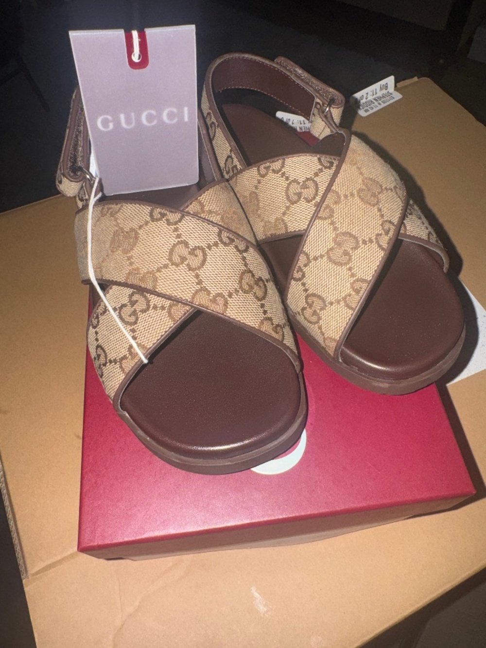 Gucci Kids GG Sandals Size 32 New Never Worn Box Tags